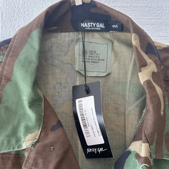 Vintage Woodland Army Shacket - Camouflage Button-Up Jacket